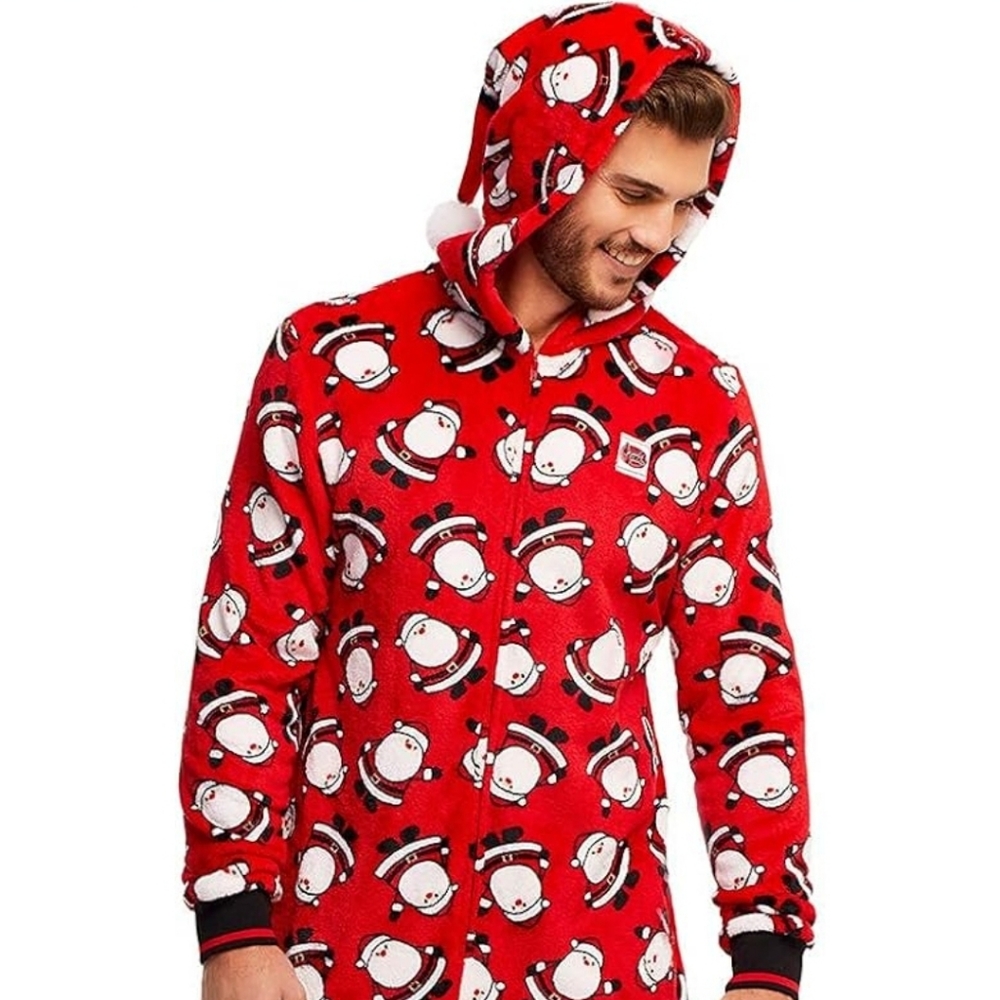 Jammin Jammies Santa Onesie Men's Small